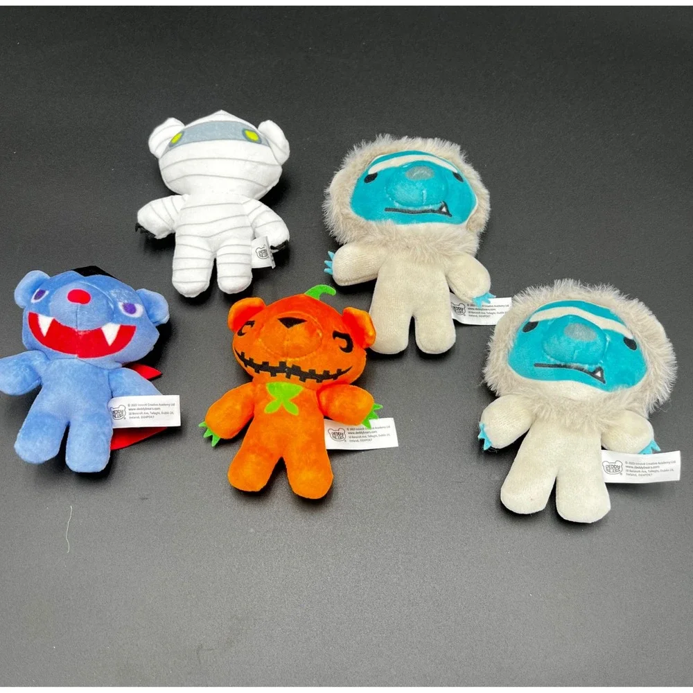 Deddy Bears 2023 Plush Lot 5pc Vampire Mummy Pumpkin Yeti Halloween Toys